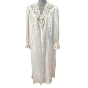 Dentelle Women's M Cream Satin Lace Bridal Wedding Dressing Gown Robe USA